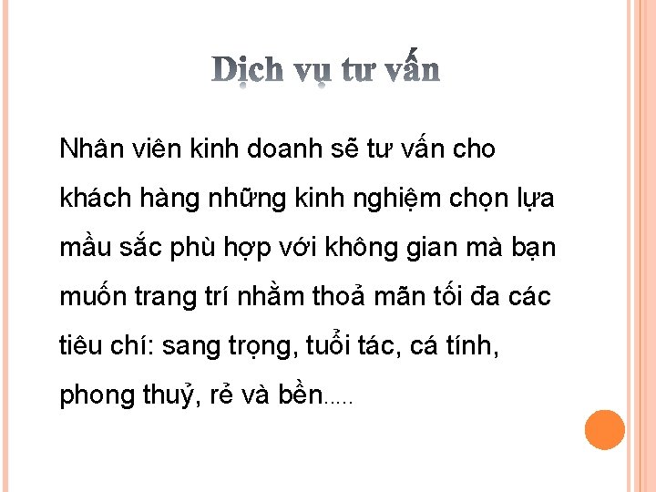 Nhân viên kinh doanh sẽ tư vấn cho khách hàng những kinh nghiệm chọn