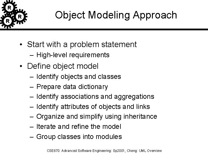 R R Object Modeling Approach R • Start with a problem statement – High-level R R Object Modeling Approach R • Start with a problem statement – High-level
