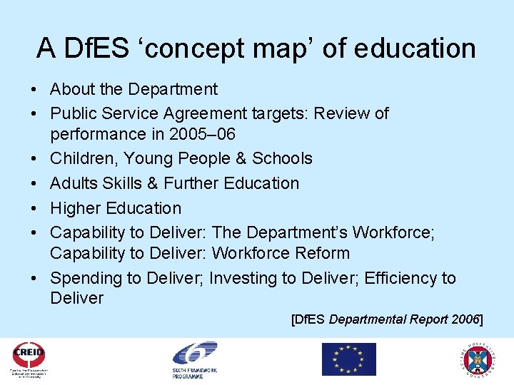 A Df. ES ‘concept map’ of education • About the Department • Public Service
