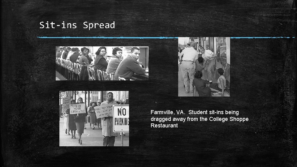 Sit-ins Spread Farmville, VA. Student sit-ins being dragged away from the College Shoppe Restaurant