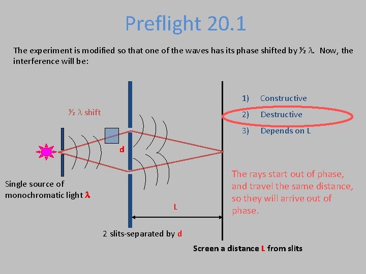 Preflight 20. 1 The experiment is modified so that one of the waves has