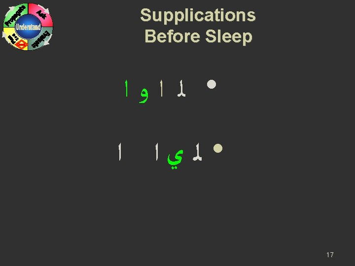 Supplications Before Sleep • ﻟ ﺍﻭﺍ • ﻟ ﻱﺍ ﺍ 17 