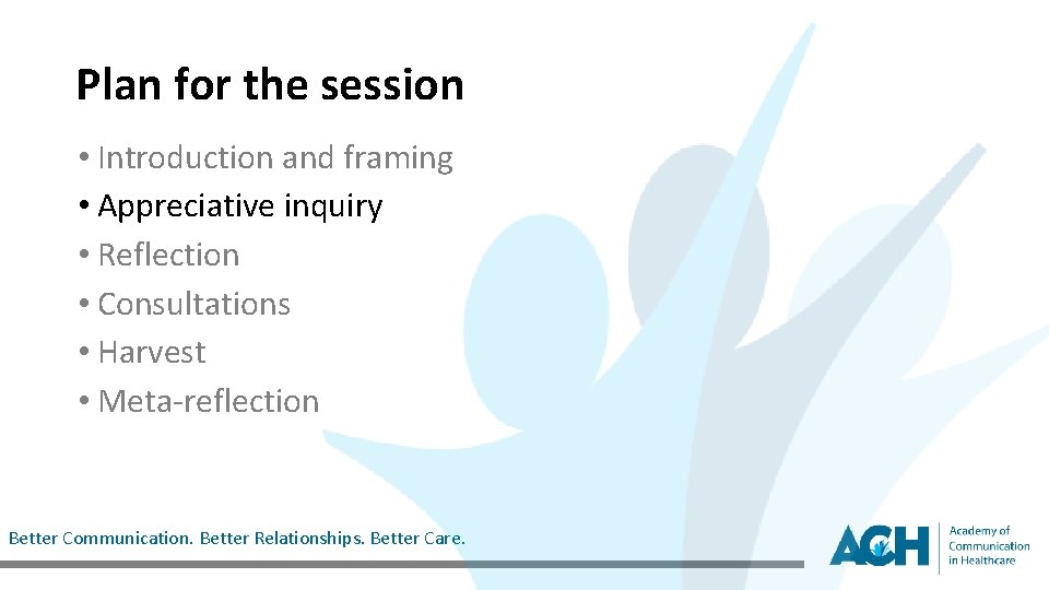 Plan for the session • Introduction and framing • Appreciative inquiry • Reflection •