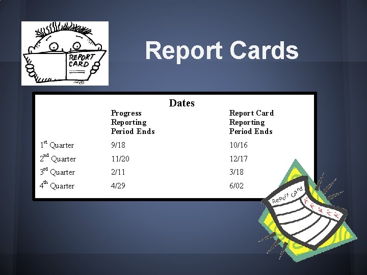 Report Cards Progress Reporting Period Ends Dates Report Card Reporting Period Ends st 9/18