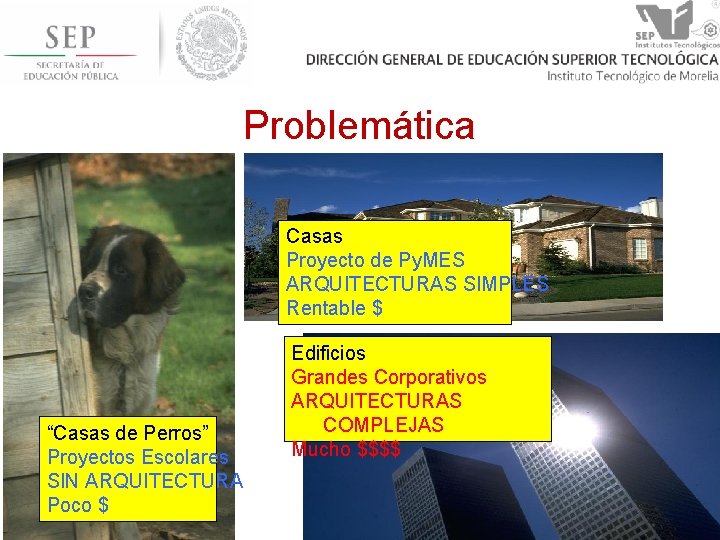 Problemática Casas Proyecto de Py. MES ARQUITECTURAS SIMPLES Rentable $ “Casas de Perros” Proyectos