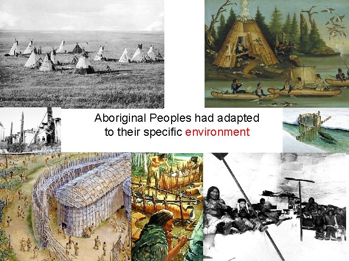 Aboriginal Peoples had adapted to their specific environment 
