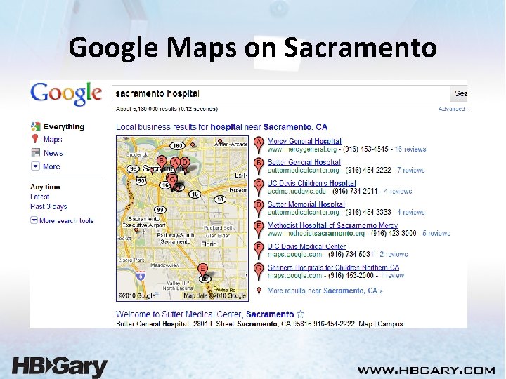 Google Maps on Sacramento 