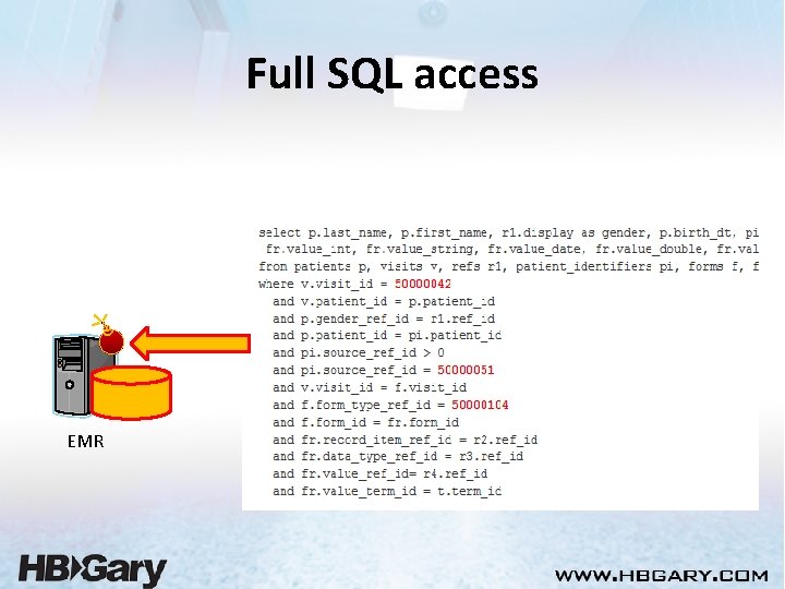 Full SQL access EMR 
