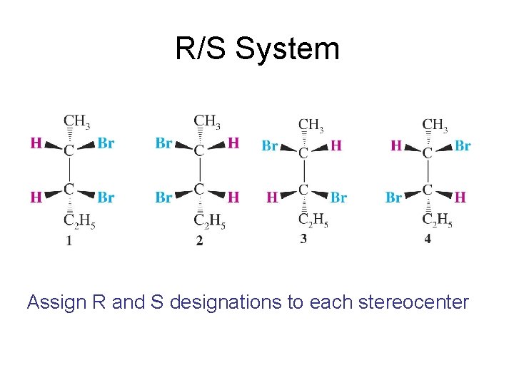 R/S System Assign R and S designations to each stereocenter 