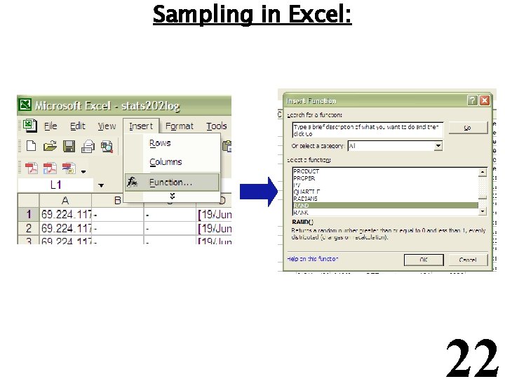 Sampling in Excel: 22 