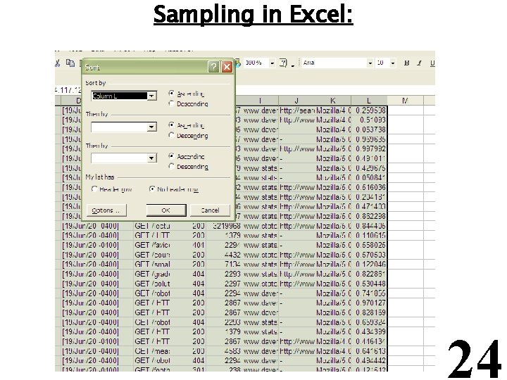 Sampling in Excel: 24 