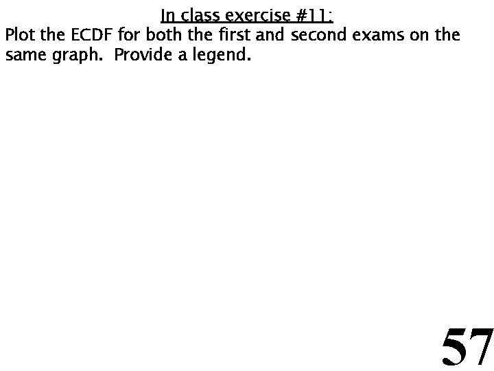 In class exercise #11: Plot the ECDF for both the first and second exams