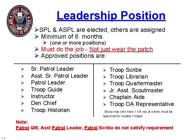 Leadership Position ØSPL & ASPL are elected, others are assigned Ø Minimum of 6