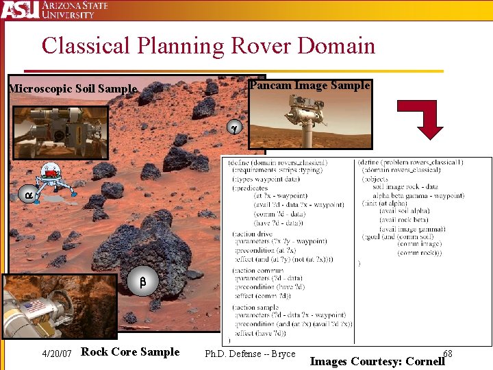 Classical Planning Rover Domain Pancam Image Sample Microscopic Soil Sample g b 4/20/07 Rock