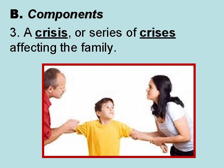 B. Components 3. A crisis, or series of crises affecting the family. 