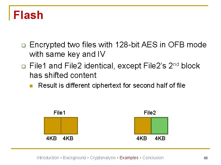 Flash q q Encrypted two files with 128 -bit AES in OFB mode with