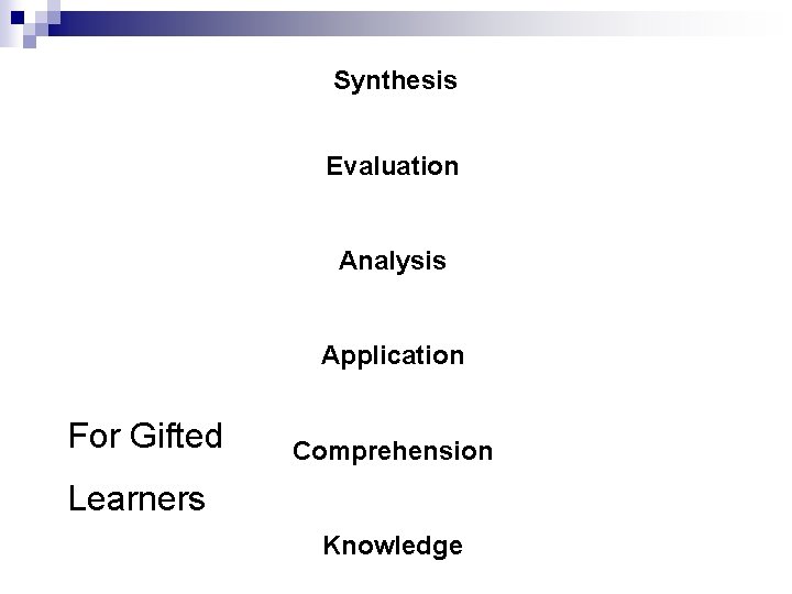 Synthesis Evaluation Analysis Application For Gifted Comprehension Learners Knowledge 