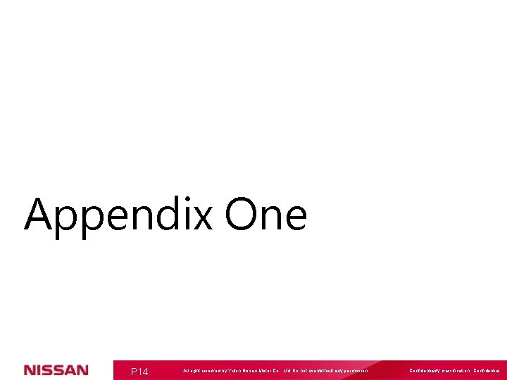 Appendix One P 14 All right reserved by Yulon Nissan Motor Co. , Ltd.