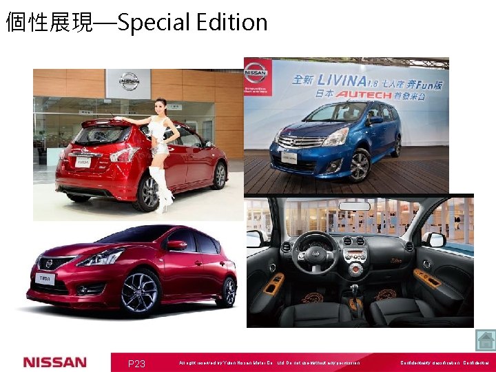 個性展現—Special Edition P 23 All right reserved by Yulon Nissan Motor Co. , Ltd.