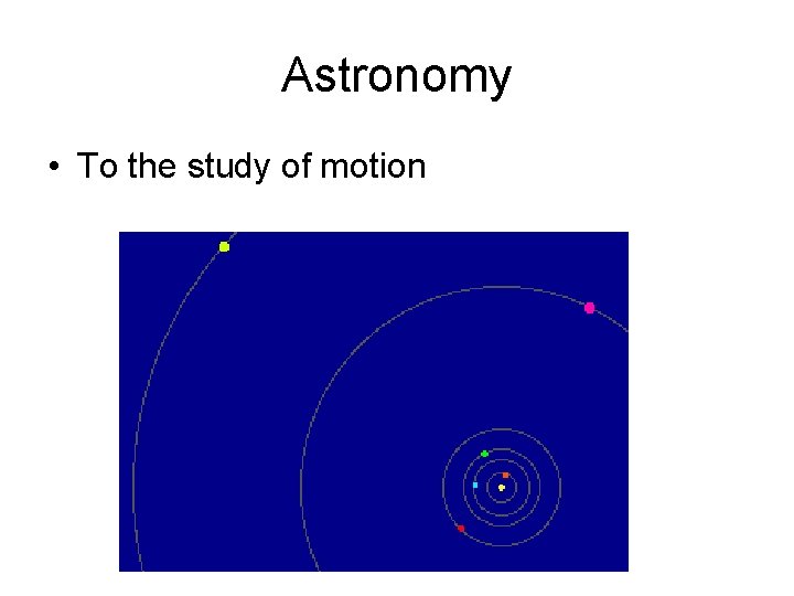 Astronomy • To the study of motion 