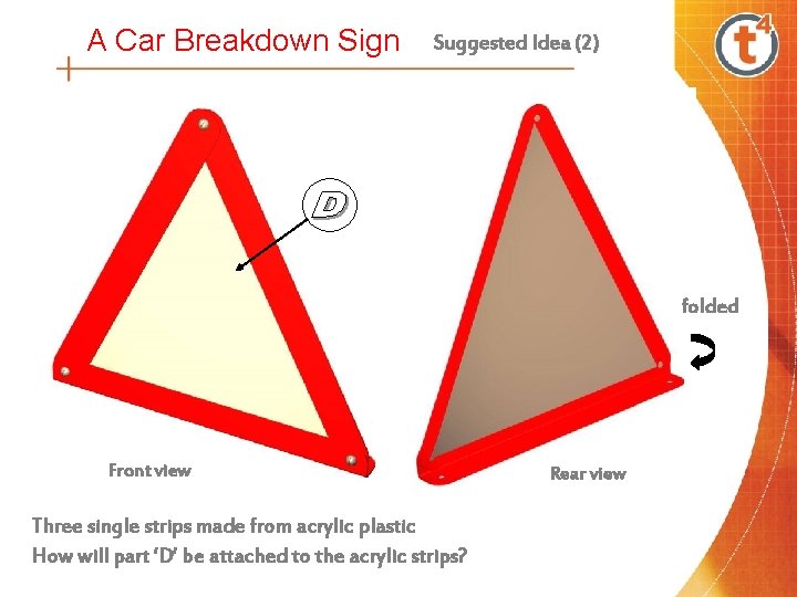 A Car Breakdown Sign Suggested Idea (2) folded Front view Three single strips made