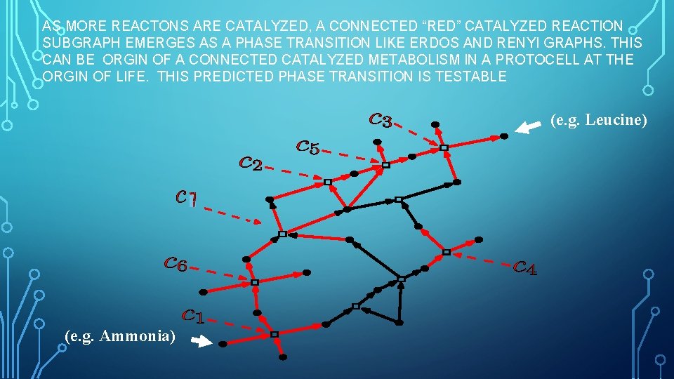 AS MORE REACTONS ARE CATALYZED, A CONNECTED “RED” CATALYZED REACTION SUBGRAPH EMERGES AS A