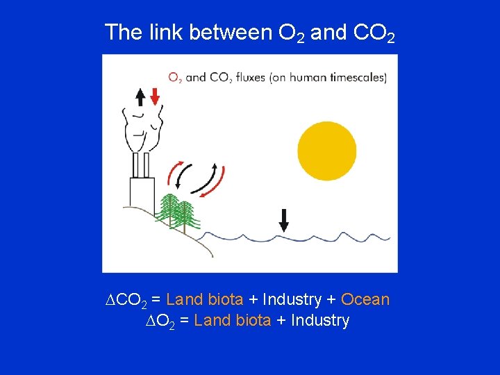 The link between O 2 and CO 2 = Land biota + Industry +