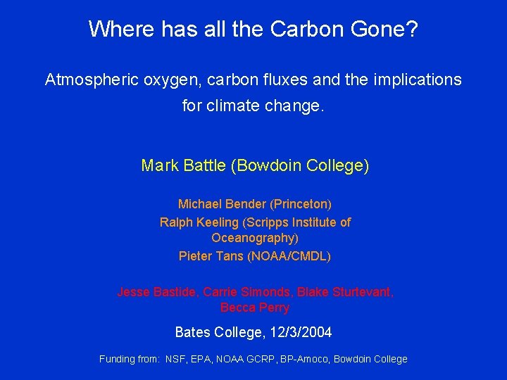 Where has all the Carbon Gone? Atmospheric oxygen, carbon fluxes and the implications for