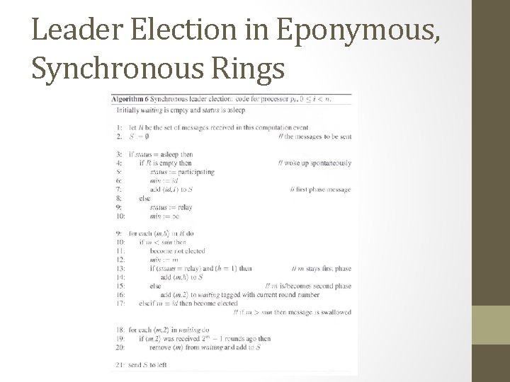 Leader Election in Eponymous, Synchronous Rings 