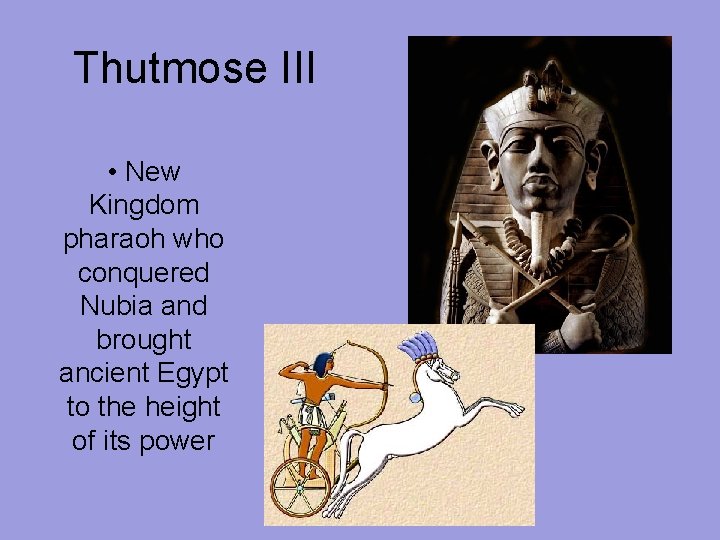 Thutmose III • New Kingdom pharaoh who conquered Nubia and brought ancient Egypt to