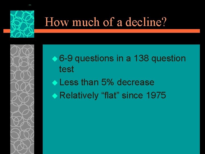 How much of a decline? u 6 -9 questions in a 138 question test