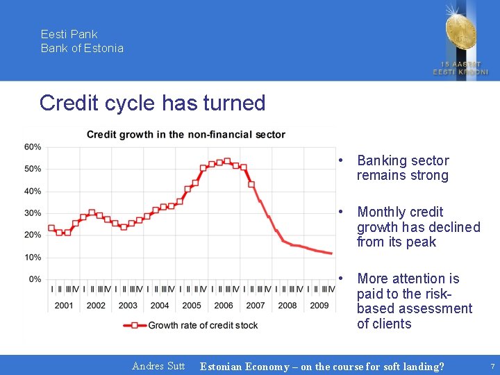 Eesti Pank Bank of Estonia Credit cycle has turned • Banking sector remains strong