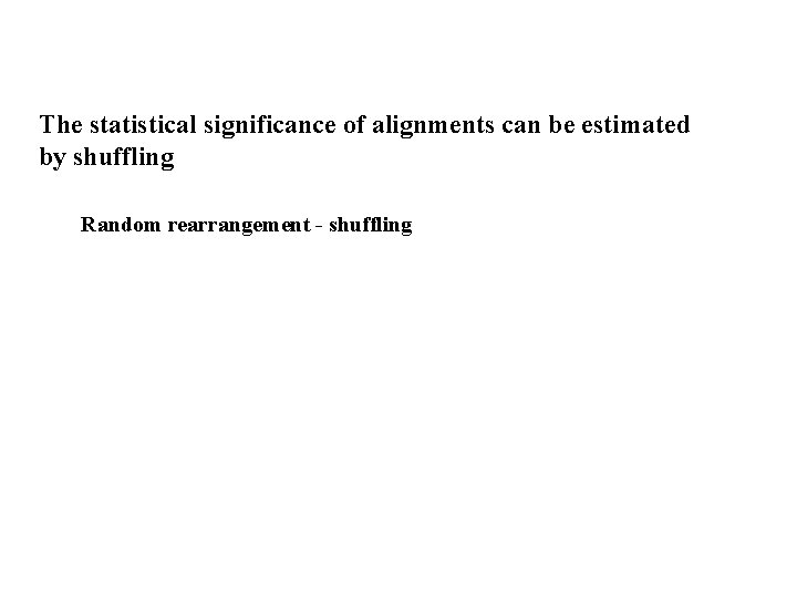 The statistical significance of alignments can be estimated by shuffling Random rearrangement - shuffling