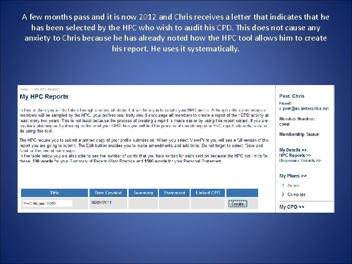 A few months pass and it is now 2012 and Chris receives a letter