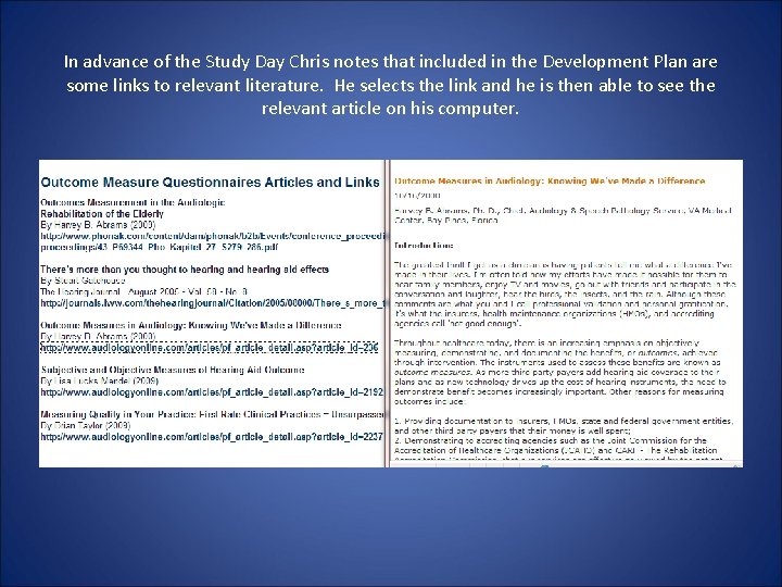 In advance of the Study Day Chris notes that included in the Development Plan