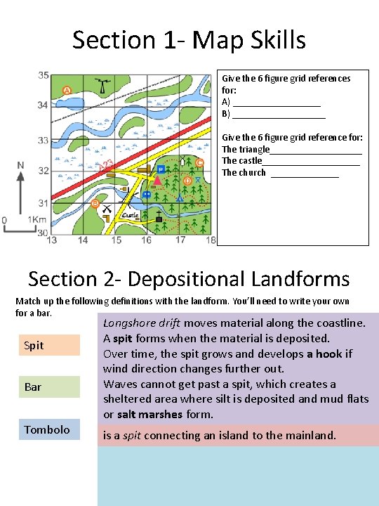 Section 1 - Map Skills Give the 6 figure grid references for: A) _________