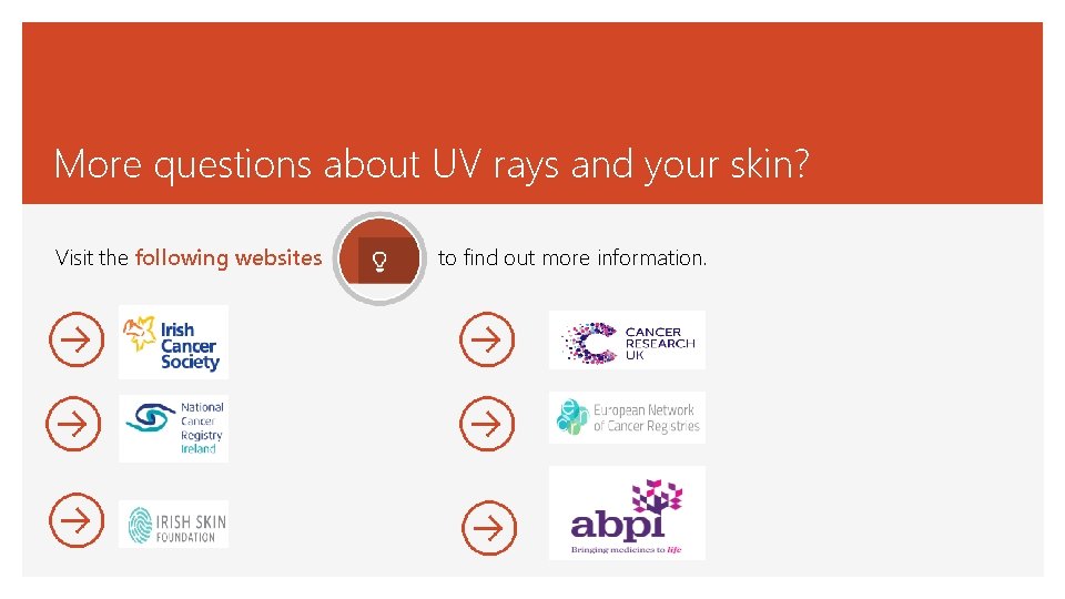 More questions about UV rays and your skin? Visit the following websites to find