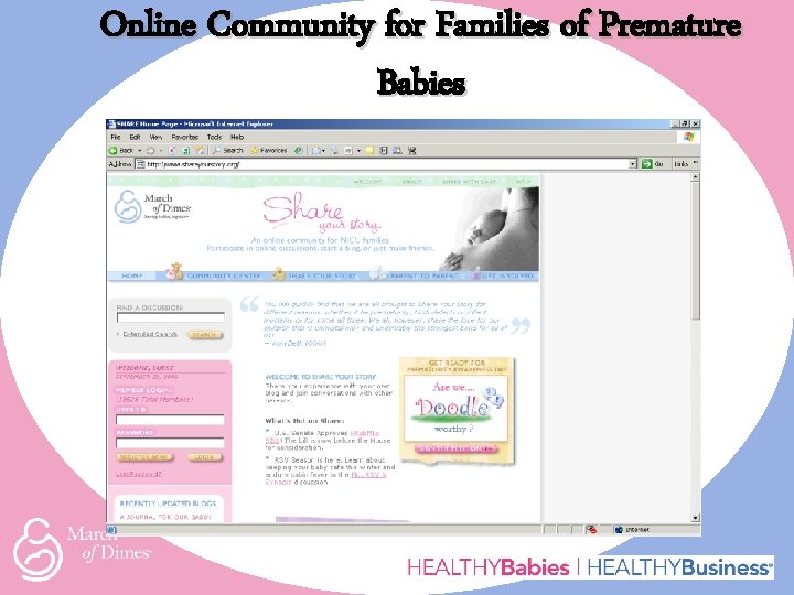 Online Community for Families of Premature Babies 