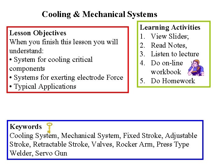 Cooling & Mechanical Systems Lesson Objectives When you finish this lesson you will understand: