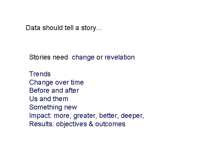 Data should tell a story. . . Stories need change or revelation Trends Change