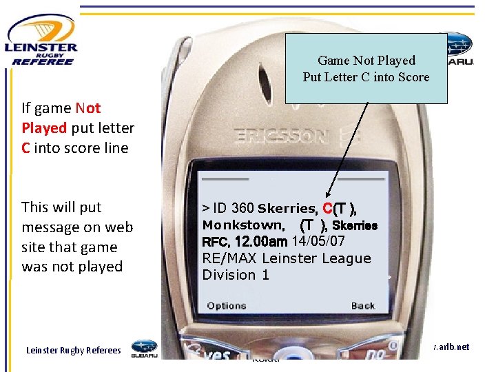 Game Not Played Put Letter C into Score If game Not Played put letter