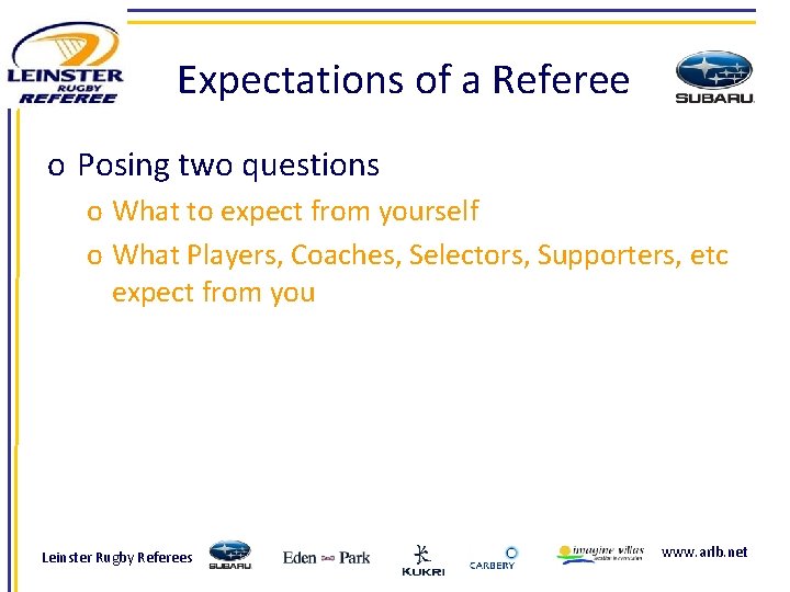 Expectations of a Referee o Posing two questions o What to expect from yourself