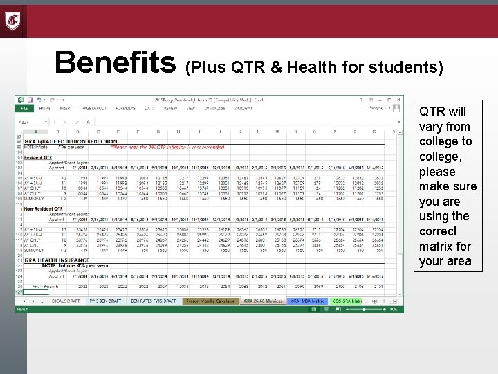 Benefits (Plus QTR & Health for students) QTR will vary from college to college,