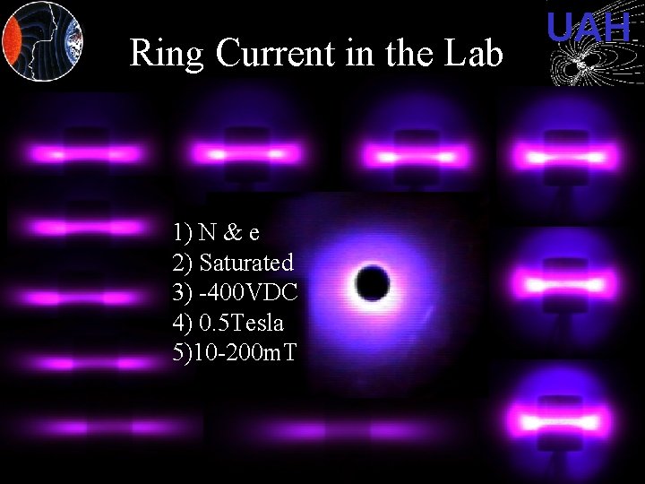 Ring Current in the Lab 1) N & e 2) Saturated 3) -400 VDC