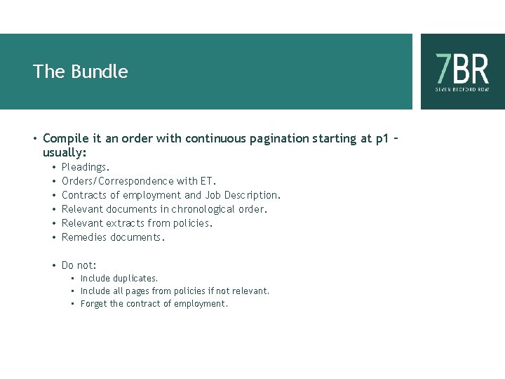 The Bundle • Compile it an order with continuous pagination starting at p 1