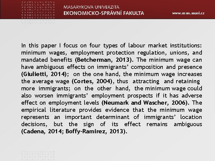 www. econ. muni. cz In this paper I focus on four types of labour