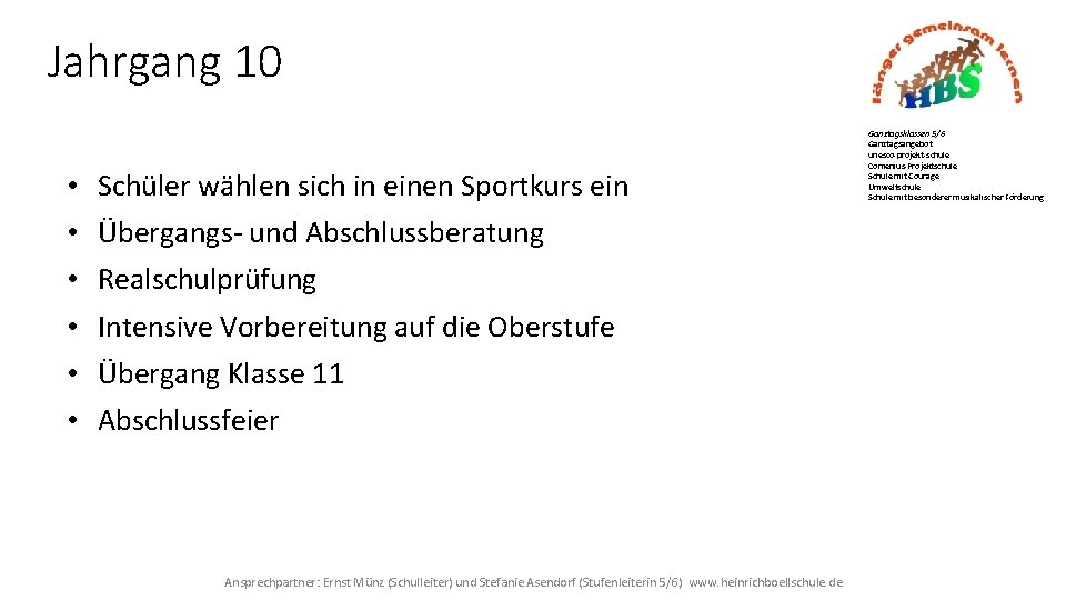 Jahrgang 10 • • • Schüler wählen sich in einen Sportkurs ein Übergangs- und