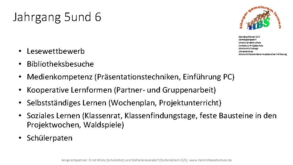 Jahrgang 5 und 6 • • • Lesewettbewerb Ganztagsklassen 5/6 Ganztagsangebot unesco-projekt-schule Comenius-Projektschule Schule