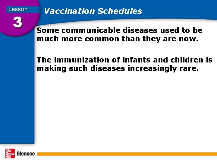Vaccination Schedules Some communicable diseases used to be much more common than they are