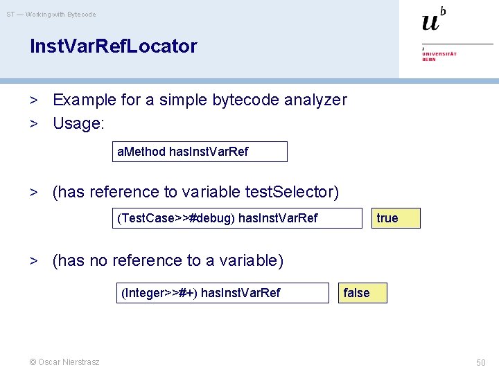 ST — Working with Bytecode Inst. Var. Ref. Locator > Example for a simple